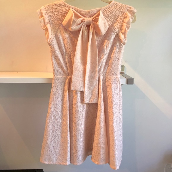 Swankiss Pink Lace Bow Detail Mini Dress - Picture 2 of 8